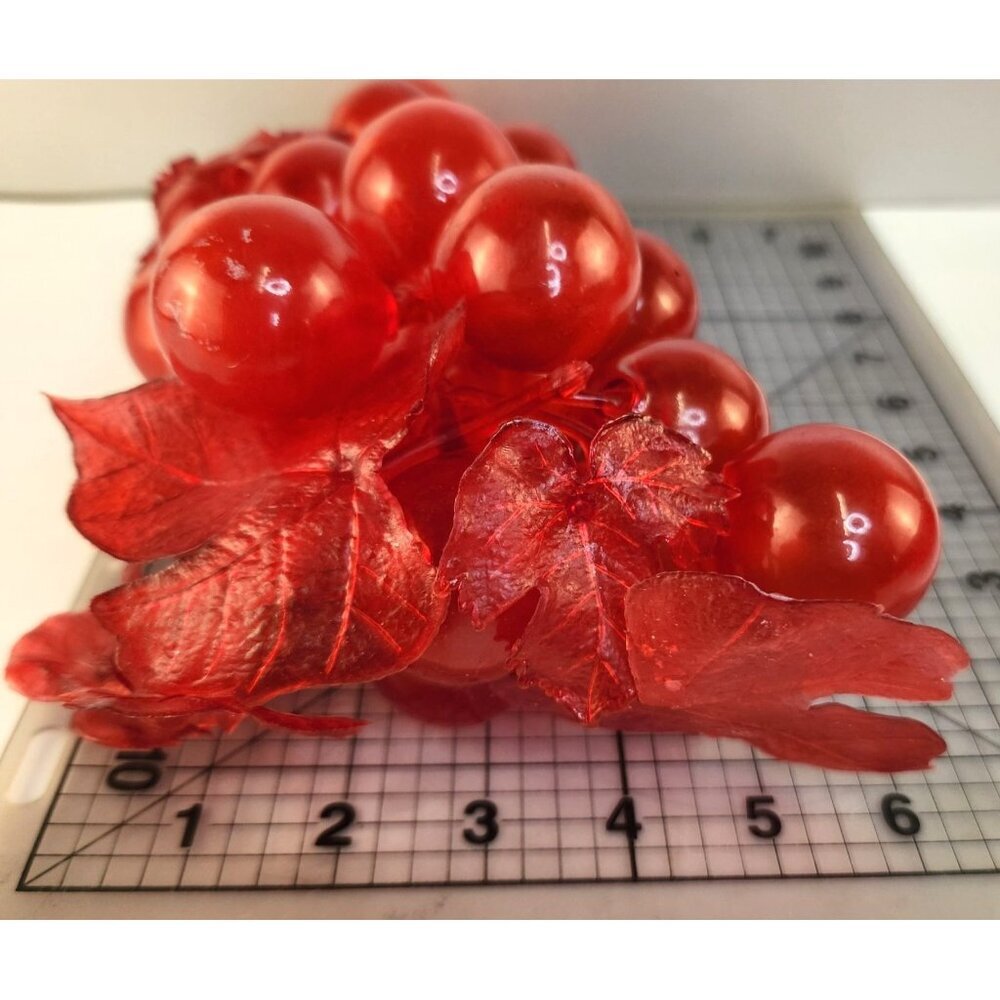 Decorative Faux Red Grapes Cluster With Leaves For Fruit Centerpiece Home Accent - Picture 4 of 10